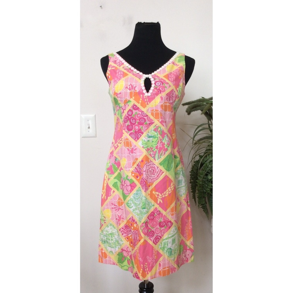 Lilly Pulitzer Multicolor Floral Key Hole Sleeveless Dress Size 6 EUC, MSRP $278